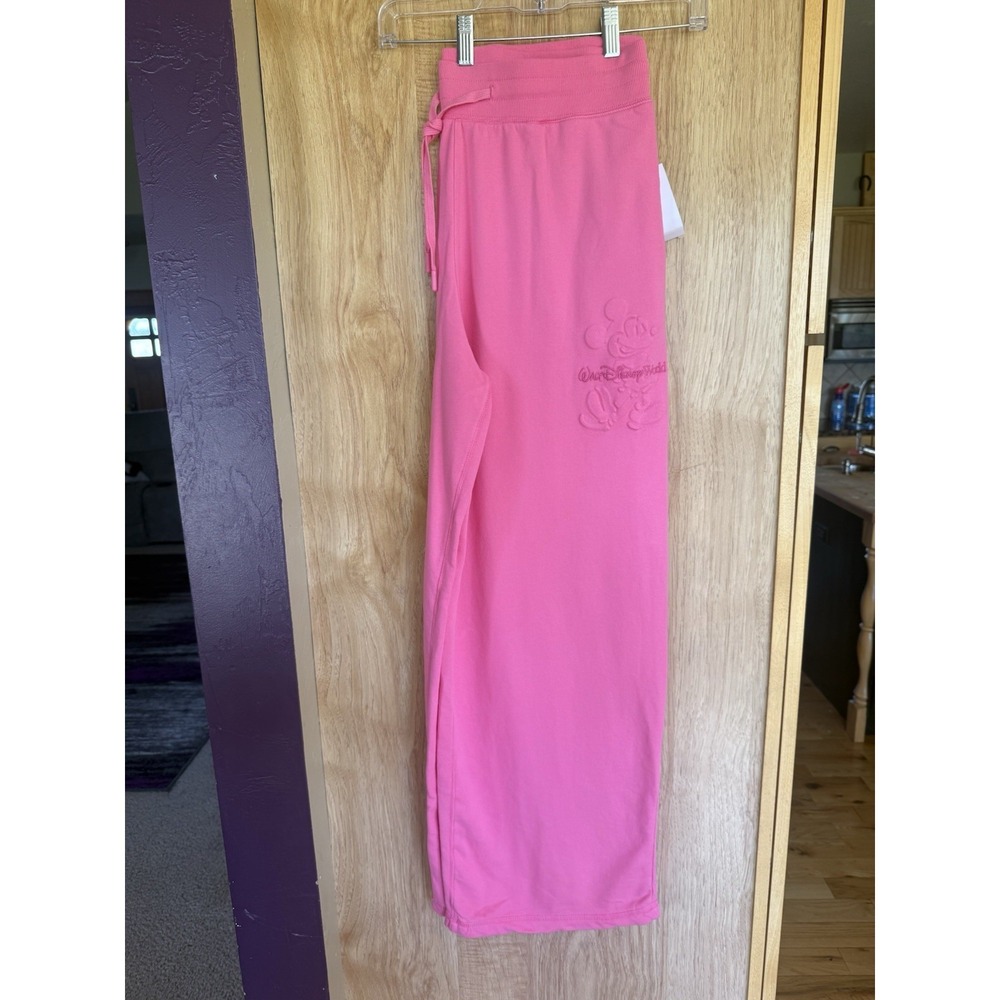 Disney Parks Wdw Mickey Mouse Wide Leg Sweatpants Sweats Pink Women's XL NWT